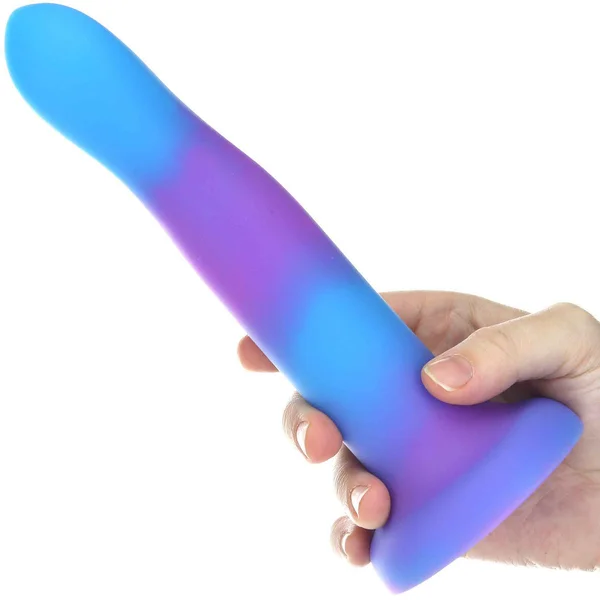 Rave By Addiction Silicone 8" Glow In The Dark Bendable Suction Cup Dildo - Blue & Purple — image 10 of 16