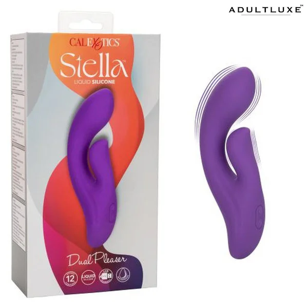 Stella Liquid Silicone Dual Pleaser Rechargeable Waterproof Rabbit Style Vibrator By CalExotics - Purple — image 12 of 12