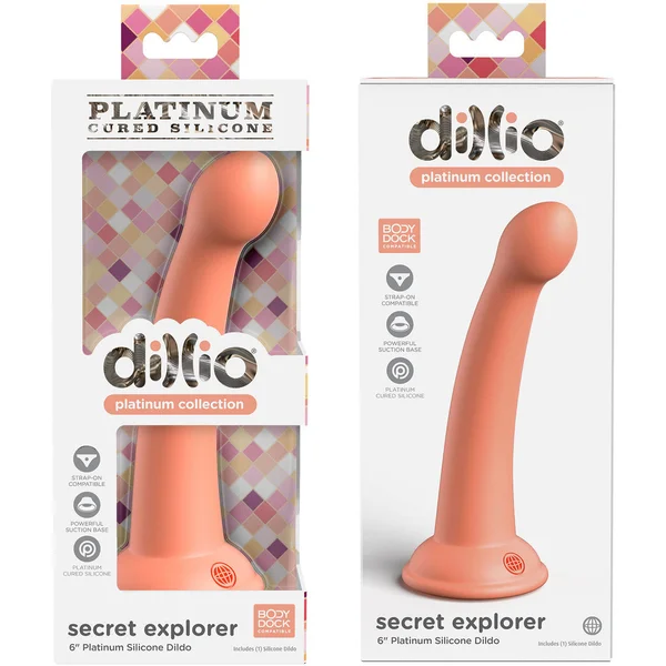 Dillio Platinum Secret Explorer Silicone 6" Suction Cup Dildo - Peach — image 13 of 14