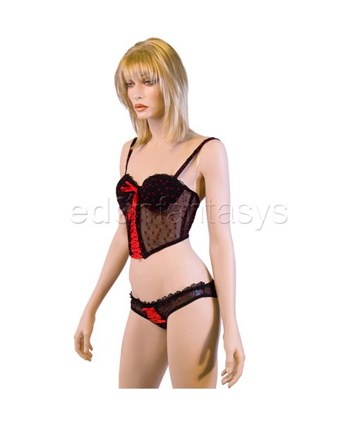 Flocked hearts bustier