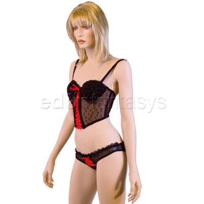 Flocked hearts bustier