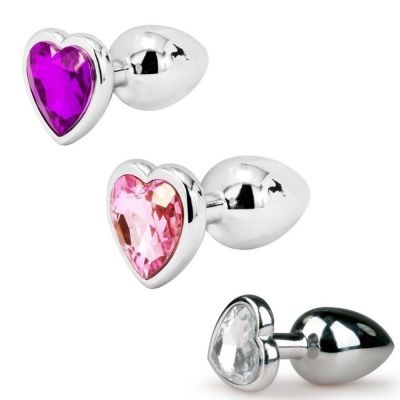 Iconic Brands The Silver Starter Bejeweled Heart Plug