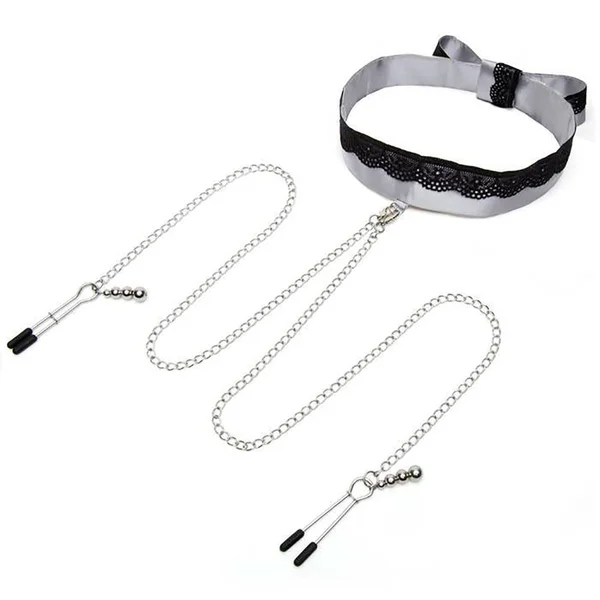 Fifty Shades - Play Nice Satin Collar &amp; Nip Clamps — image 6 of 10