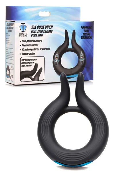 Trinity 4 Men 10X Cock Viper - 3.7" Dual Stim Silicone Cock Ring — image 7 of 12