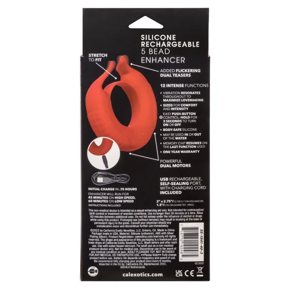 Silicone Rechargeable Taurus Enhancer - Red — image 22 of 25