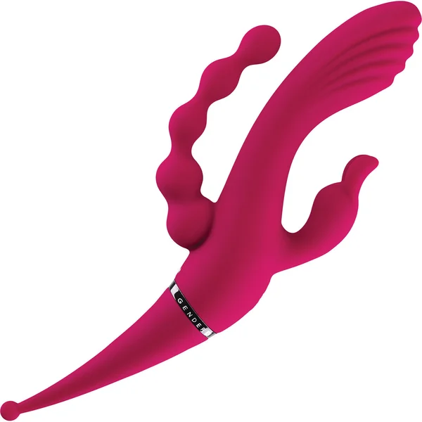 Gender X Four By Four Rechargeable Waterproof Silicone Quadruple Stimulating Vibrator - Red — image 14 of 20