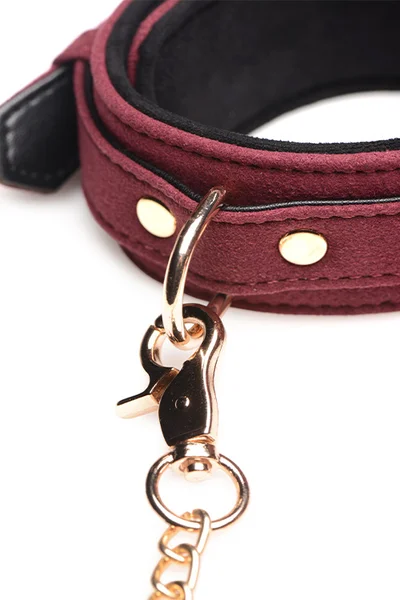 Master Series 6 Piece Velvet Touch Suede Bondage Set with Cuffs, Collar, & Leash — image 10 of 12