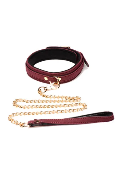 Master Series 6 Piece Velvet Touch Suede Bondage Set with Cuffs, Collar, & Leash — image 9 of 12