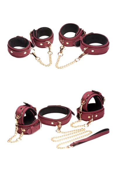 Master Series 6 Piece Velvet Touch Suede Bondage Set with Cuffs, Collar, & Leash — image 12 of 12