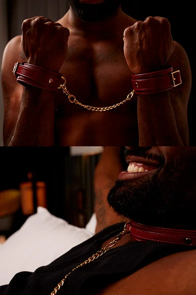 Master Series 6 Piece - Classic Burgundy Bondage Set with Cuffs, Collar, & Leash — image 11 of 11