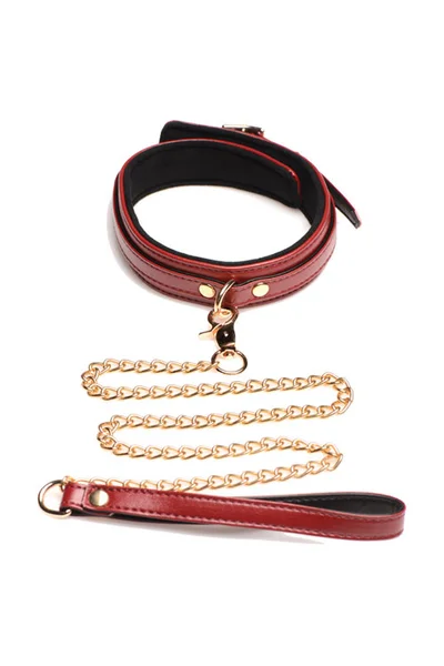 Master Series 6 Piece - Classic Burgundy Bondage Set with Cuffs, Collar, & Leash — image 9 of 11