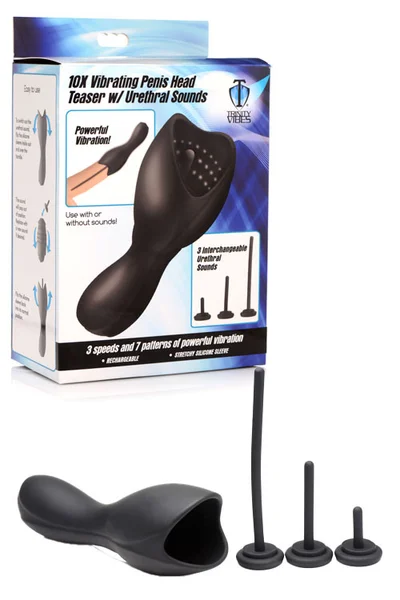 Trinity 4 Men 10X Vibrating Penis Head Teaser with Urethral Sounds — image 7 of 12