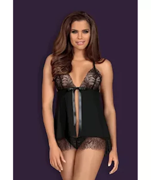 Obsessive Chiccanta Babydoll And Thong - Black - L/xl — image 2 of 2
