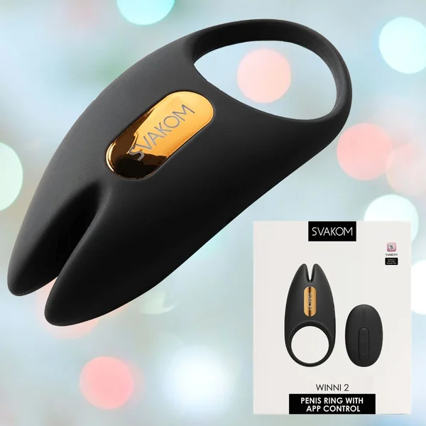 SVAKOM Winni 2 App Enabled Silicone Rechargeable Vibrating Cock Ring With Remote - Black — image 21 of 24
