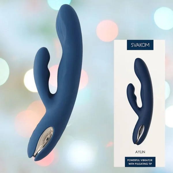 SVAKOM Aylin Rechargeable Waterproof Silicone Dual Stimulation Vibrator - Blue — image 16 of 18