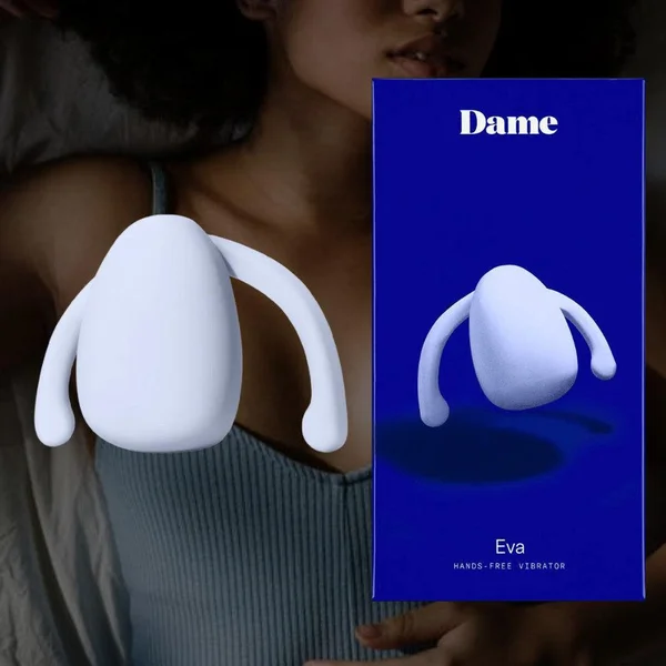 Eva Silicone Rechargeable Wearable Hands Free Vibrator by Dame - Ice Blue — image 25 of 25