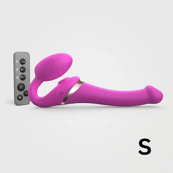 Strap-on-Me Multi Orgasm Silicone Vibrating 3 Motor Remote Strapless Strap-On, Small - Fuchsia — image 25 of 25