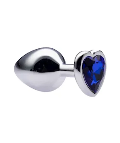Kink Range Alloy Love Heart Gemmed Butt Plug - 3.2 Inch - Blue - Medium — image 2 of 4