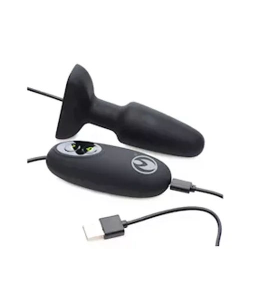 Popper Plug 7x Rechargeable Silicone Vibrating Anal Plug - Black - Large — image 9 of 10