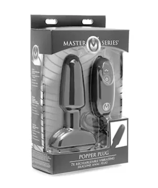 Popper Plug 7x Rechargeable Silicone Vibrating Anal Plug - Black - Large — image 7 of 10