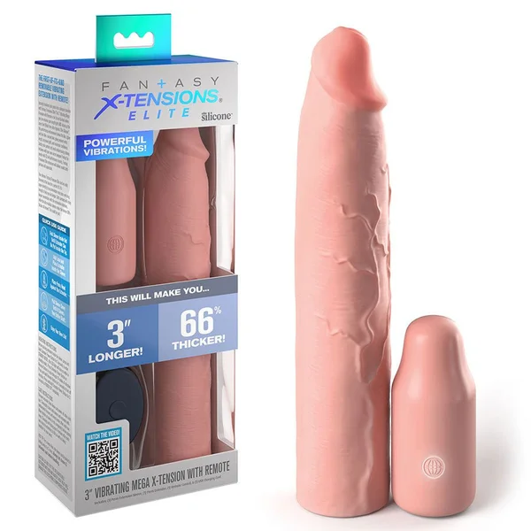 9 Inch Vibrating Mega X-Tension Silicone Penis Sleeve — image 2 of 9