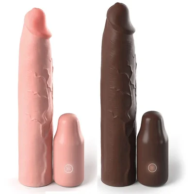 9 Inch Vibrating Mega X Tension Silicone Penis Sleeve