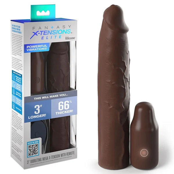 9 Inch Vibrating Mega X-Tension Silicone Penis Sleeve — image 3 of 9