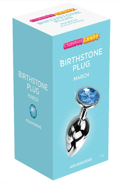 Curious Candy March - 2.7" Aquamarine Birthstone Butt Plug with Jewel — image 13 of 14