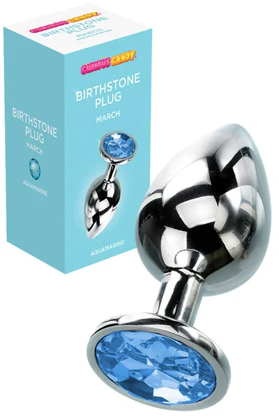 Curious Candy March - 2.7" Aquamarine Birthstone Butt Plug with Jewel — image 11 of 14