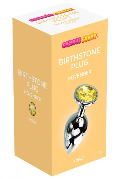 Curious Candy November - 2.7" Topaz Birthstone Butt Plug with Jewel — image 5 of 6