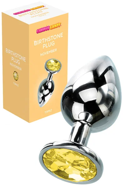 Curious Candy November - 2.7" Topaz Birthstone Butt Plug with Jewel — image 3 of 6