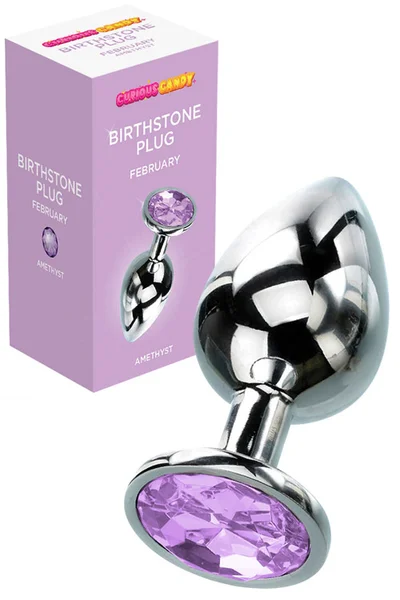 Curious Candy February - 2.7" Amethyst Birthstone Butt Plug with Jewel — image 3 of 6
