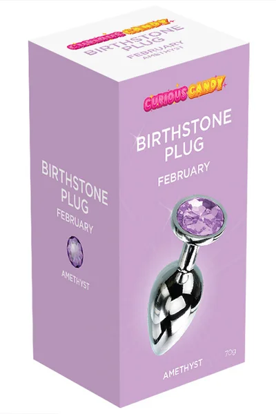 Curious Candy February - 2.7" Amethyst Birthstone Butt Plug with Jewel — image 5 of 6