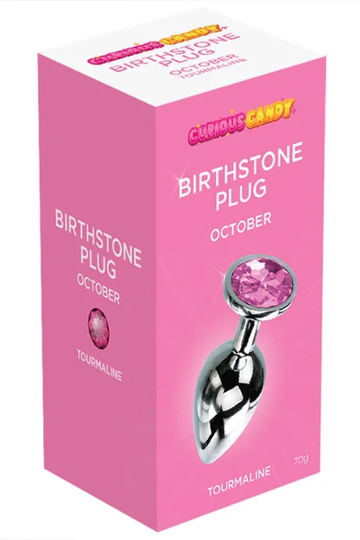 Curious Candy October - 2.7" Tourmaline Birthstone Butt Plug with Jewel — image 5 of 6