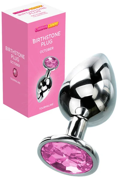 Curious Candy October - 2.7" Tourmaline Birthstone Butt Plug with Jewel — image 3 of 6