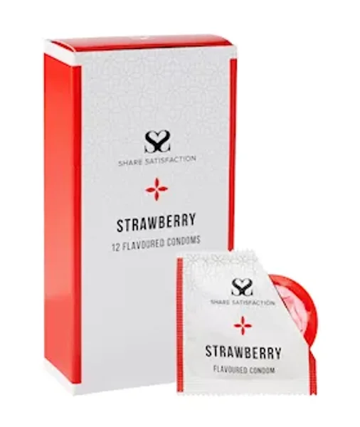 Share Satisfaction Strawberry Flavoured Condom - 12 Pack - Strawberry — image 8 of 14
