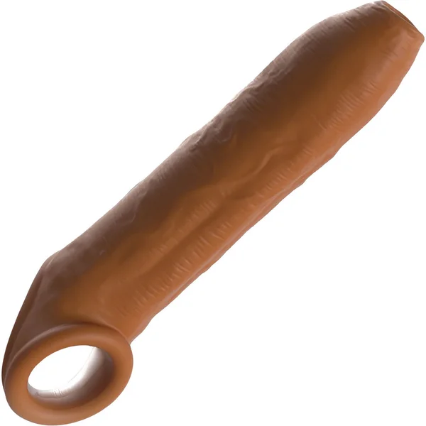 Fantasy X-tensions Elite Silicone 7" Uncut Penis Extension With Ball Strap - Chocolate — image 9 of 10