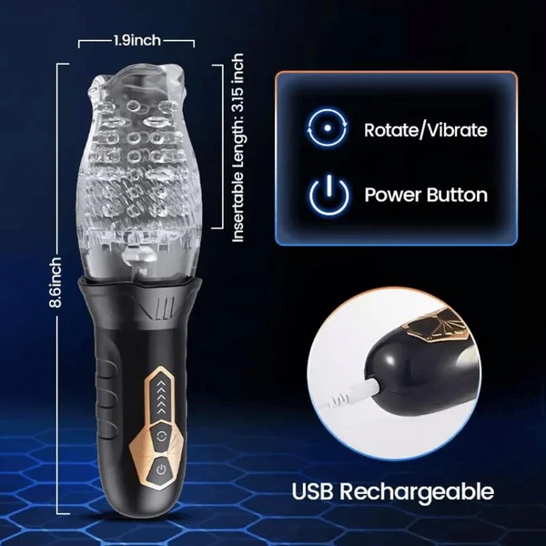 Cyclone Blowjob Rechargeable Rotating Vibrating Oral Sex Penis Masturbator — image 20 of 21