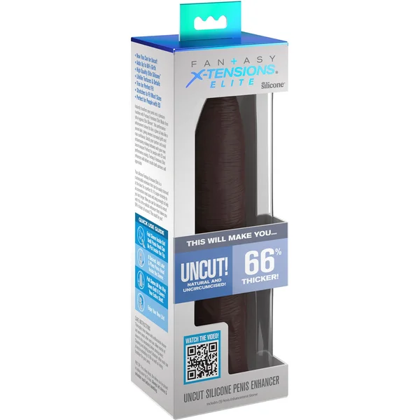 Fantasy X-tensions Elite Silicone 7" Uncut Penis Extension - Chocolate — image 10 of 10