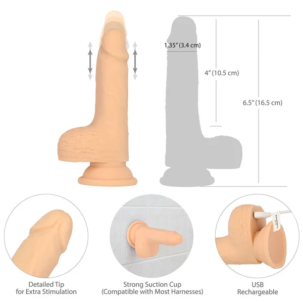 Naked Addiction Thrusting 6.5" Silicone Suction Cup Dildo With Balls - Vanilla — image 21 of 24