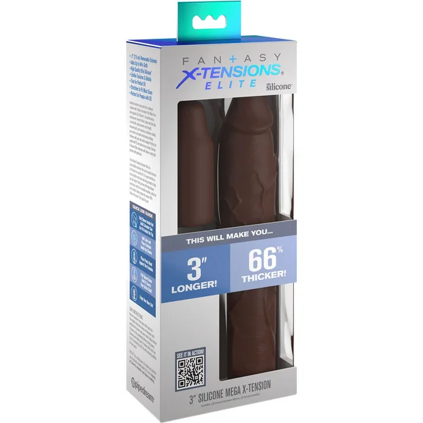 Fantasy X-tensions Elite Silicone 9" Penis Extension With 3" Removable Extender  - Chocolate — image 12 of 12