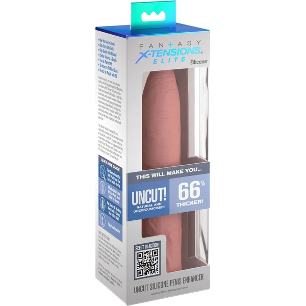 Fantasy X-tensions Elite Silicone 7" Uncut Penis Extension - Vanilla — image 10 of 10