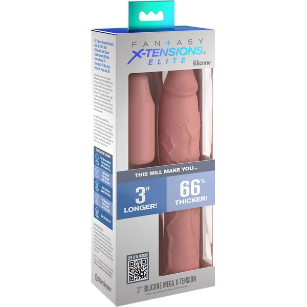 Fantasy X-tensions Elite Silicone 9" Penis Extension With 3" Removable Extender  - Vanilla — image 12 of 12