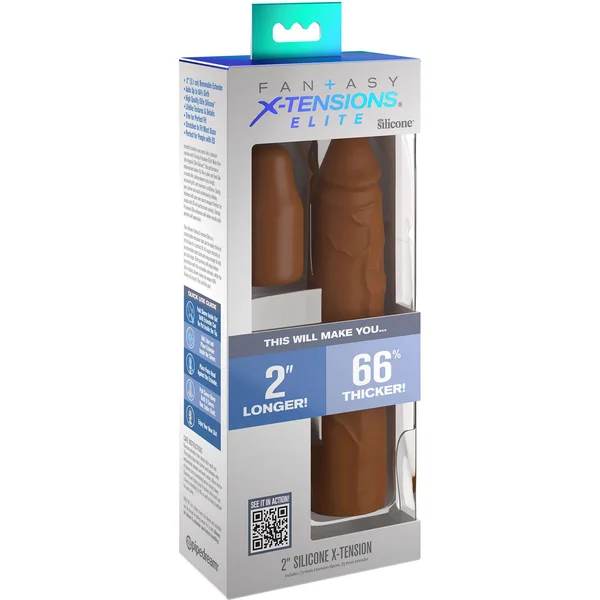 Fantasy X-tensions Elite Silicone 8" Penis Extension With 2" Removable Extender  - Caramel — image 12 of 12