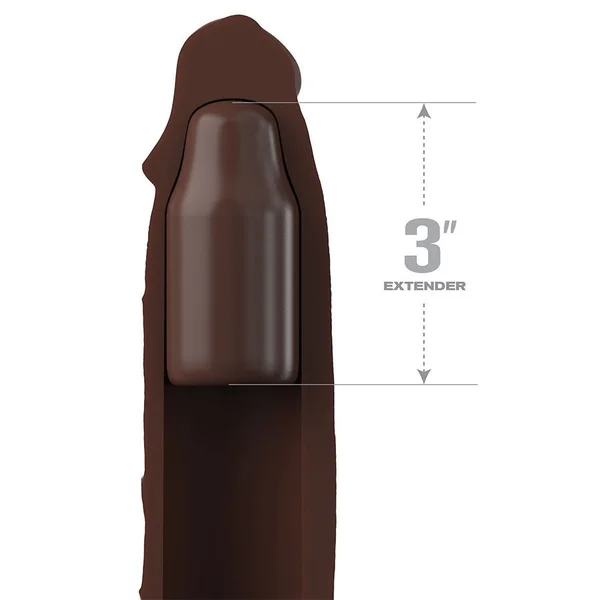 9 Inch Realistic X-Tension Silicone Penis Sleeve & Ball Strap Brown — image 3 of 4
