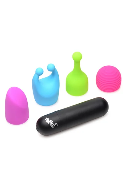 Bang 3" Rechargeable Bullet Vibe with 4 Glow-In-The-Dark Attachments