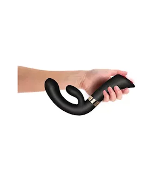 Fuzion Enigma Rabbit Vibrator - Black / Gold - 11.5 Inch — image 8 of 12
