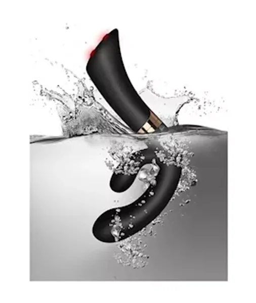 Fuzion Enigma Rabbit Vibrator - Black / Gold - 11.5 Inch — image 9 of 12