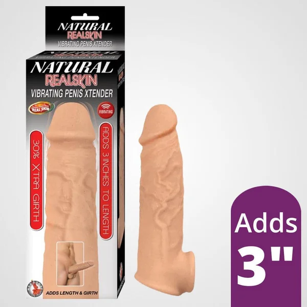 Natural Realskin Vibrating Penis Xtender - White — image 5 of 7