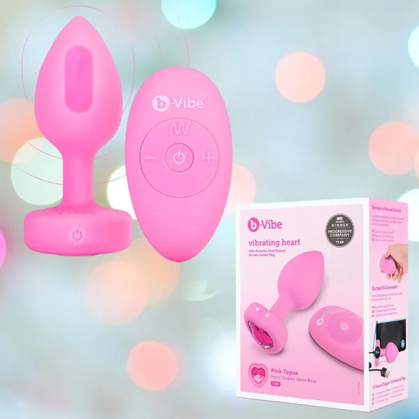 B-Vibe Vibrating Heart Plug Small/Medium - Pink Topaz — image 20 of 23